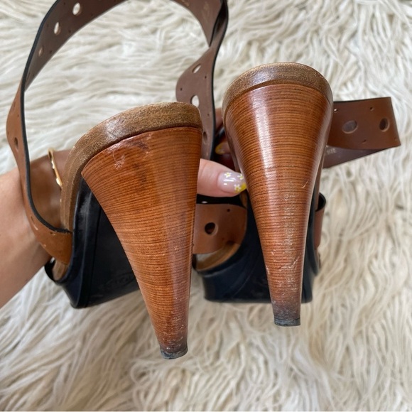 Tod’s Brown Sasha Gomma Sandalo Forature Perforated Platform Ankle Strap Sandals - Picture 5 of 10